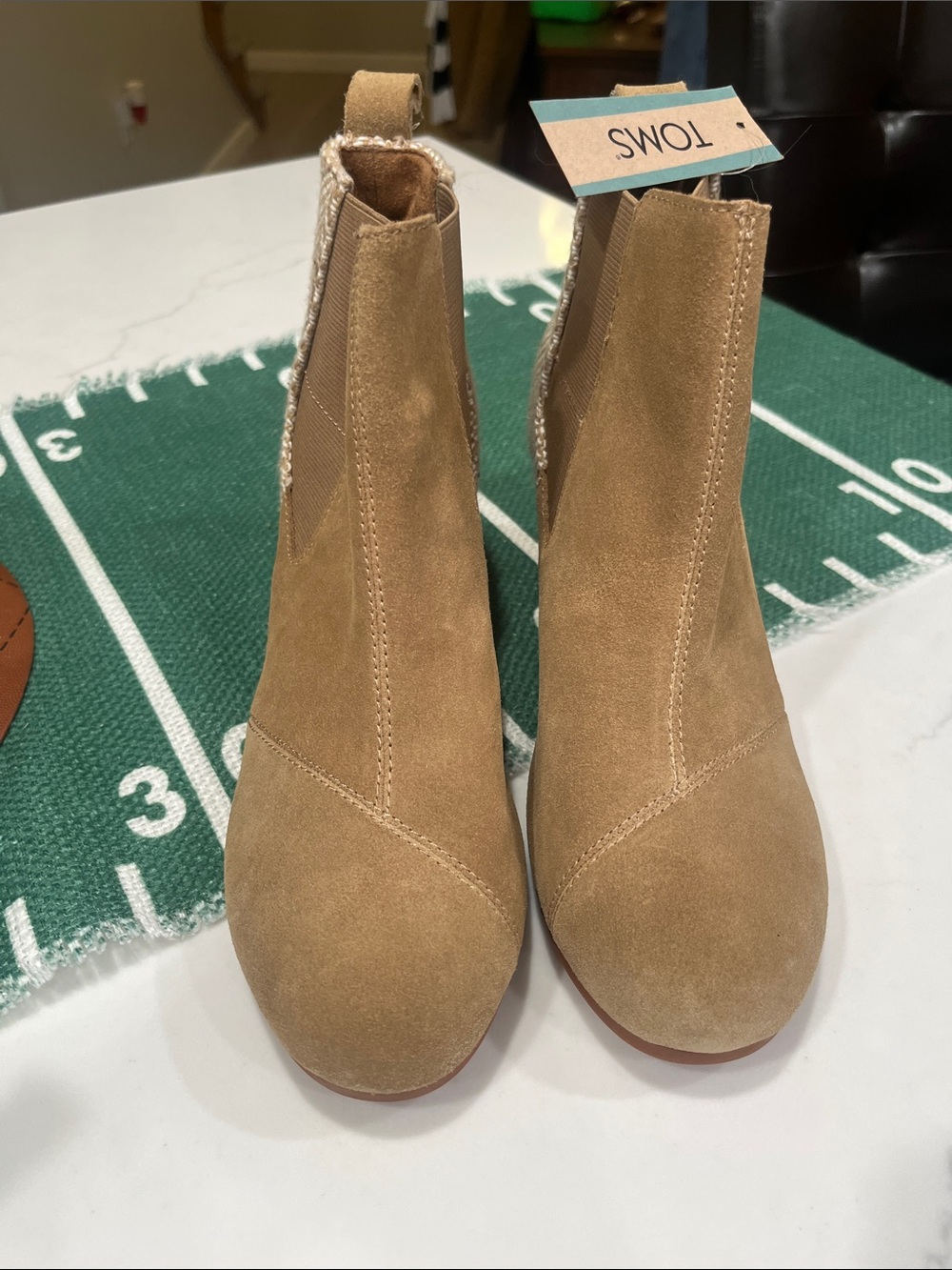 Toms Tan Suede Bailey Wedge Chelsea Booties